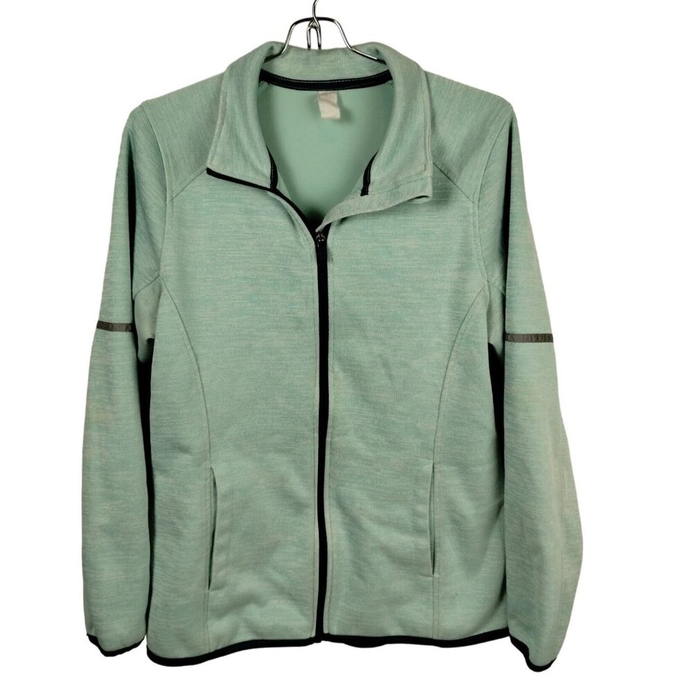 Womens M Mint Green Full Zip-Up Reflective Athletic Jacket With Pockets